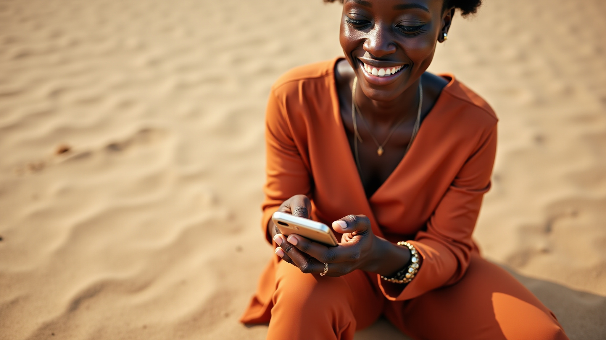 Woman using Nuse on a mobile phone